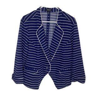 Navy/White Single Button Blazer  